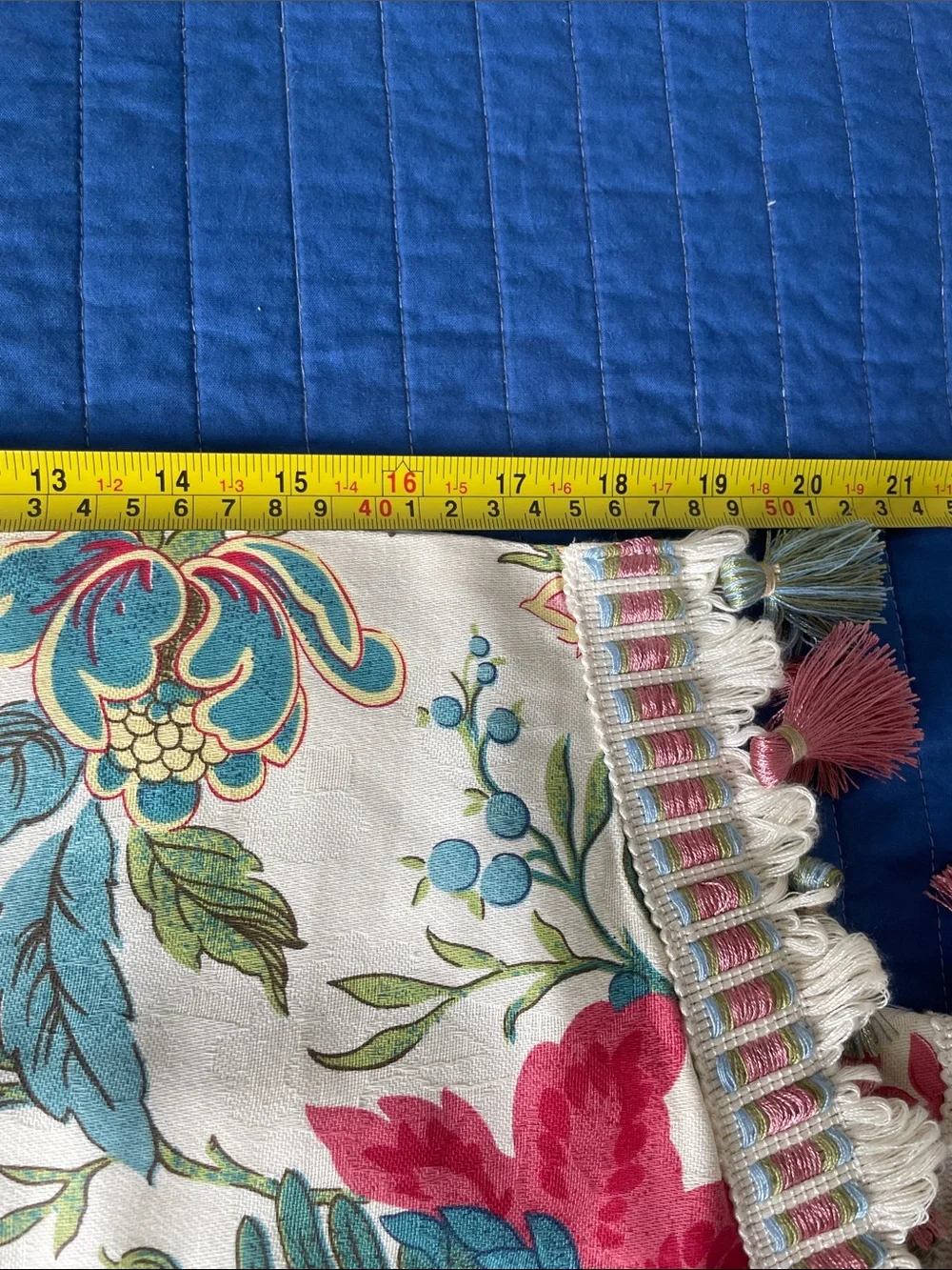 Biltmore Scalloped Fringed Valance in Cream with Multi Floral 86